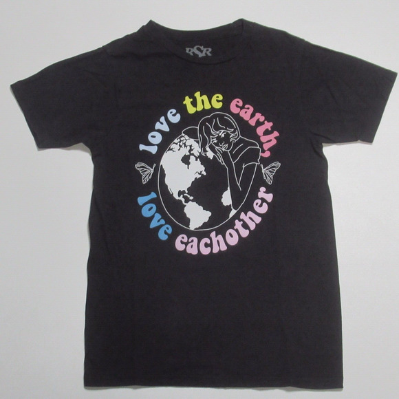 BSR by Samii Ryan T-Shirt Love the Earth Love Each Other Black Womens XS - Picture 2 of 4